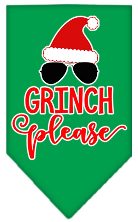 Grinch Please Screen Print Bandana Emerald Green Small